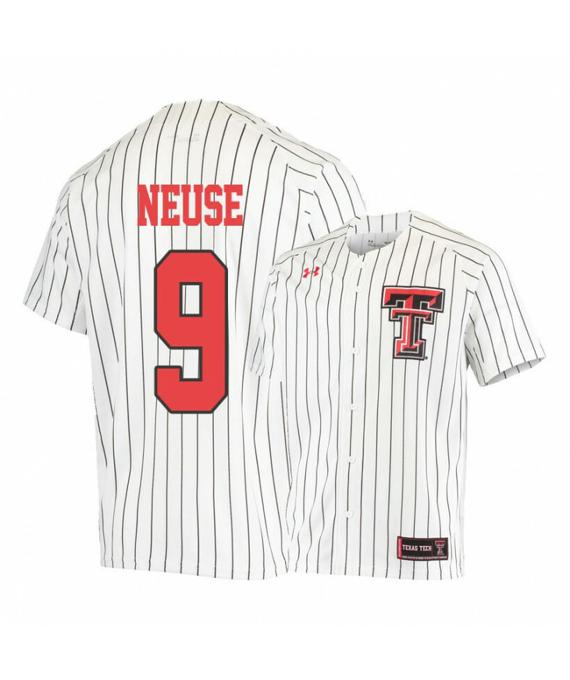 Men's Texas Tech Red Raiders 9 Dylan Neuse White College Baseball Jersey