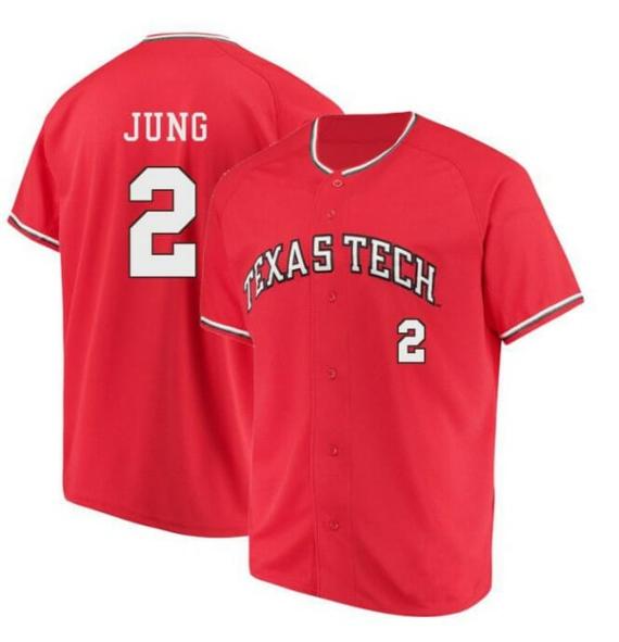 Men's Jace Jung Jersey Texas Tech Red Raiders Baseball Under Armour NCAA College Red Alumni #2