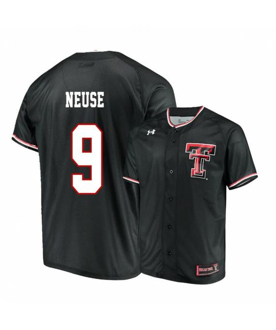 Men's Texas Tech Red Raiders 9 Dylan Neuse Black College Baseball Jersey