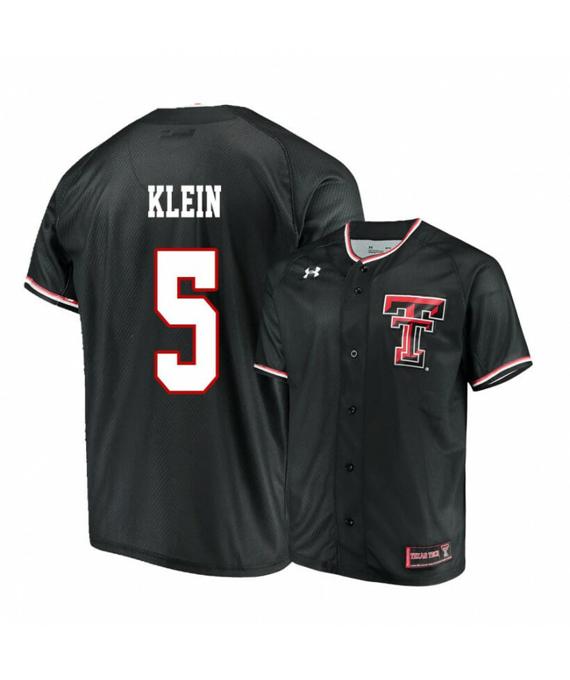 Men's Texas Tech Red Raiders 5 Brian Klein Black College Baseball Jersey