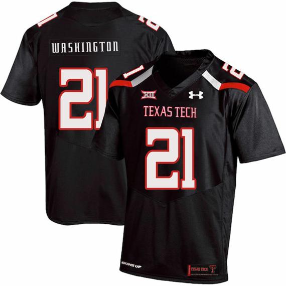 Men's Texas Tech Red Raiders #21 DeAndre Washington NCAA College Football Jersey Black