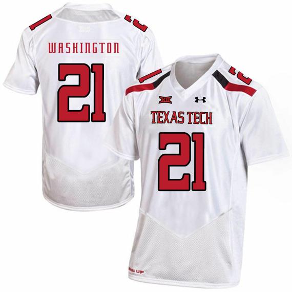 Men's Texas Tech Red Raiders #21 DeAndre Washington NCAA College Football Jersey White