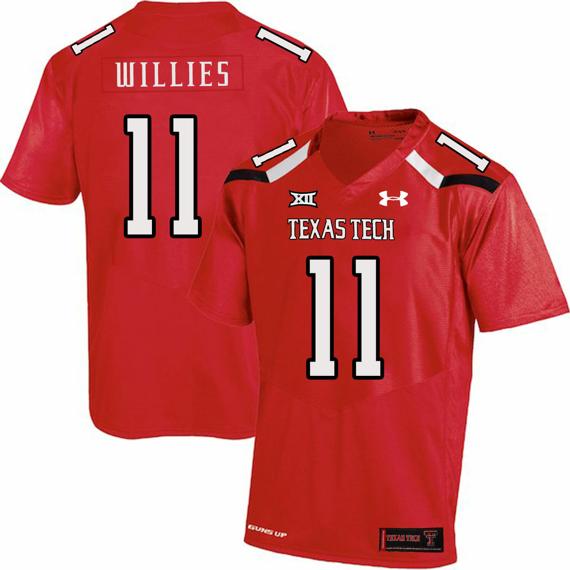 Men's Texas Tech Red Raiders #11 Derrick Willies NCAA College Football Jersey Red