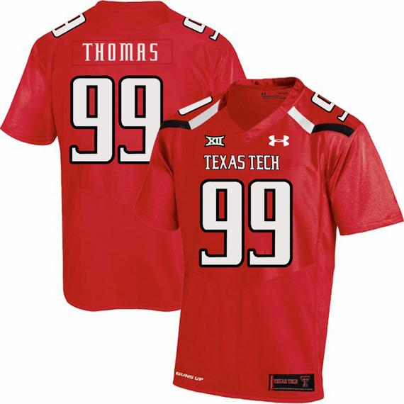 Men's Texas Tech Red Raiders #99 Mychealon Thomas NCAA College Football Jersey Red
