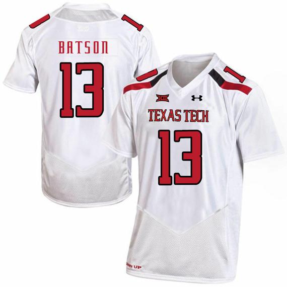Men's Texas Tech Red Raiders #13 Cameron Batson NCAA College Football Jersey White