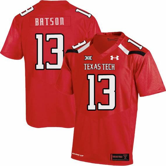 Men's Texas Tech Red Raiders #13 Cameron Batson NCAA College Football Jersey Red