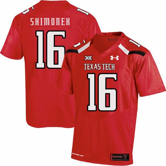 Men's Texas Tech Red Raiders #16 Nic Shimonek NCAA College Football Jersey Red