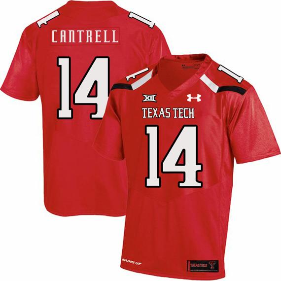 Men's Texas Tech Red Raiders #14 Dylan Cantrell NCAA College Football Jersey Red