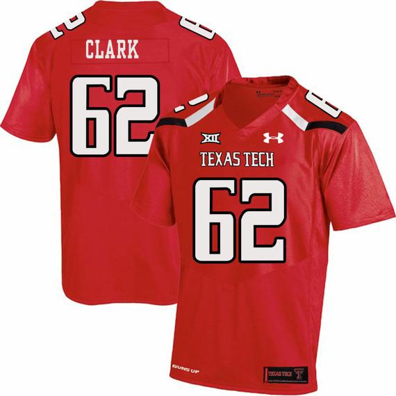 Men's Texas Tech Red Raiders #62 Le'Raven Clark NCAA College Football Jersey Red