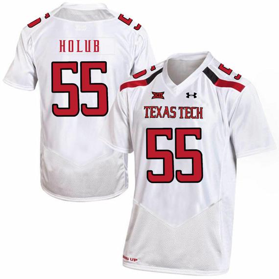 Men's Texas Tech Red Raiders #55 EJ Holub NCAA College Football Jersey White