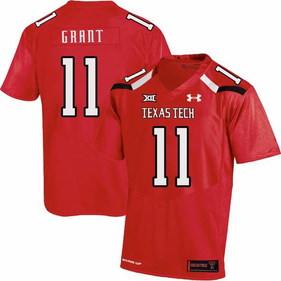 Men's Texas Tech Red Raiders #11 Jakeem Grant NCAA College Football Jersey Red