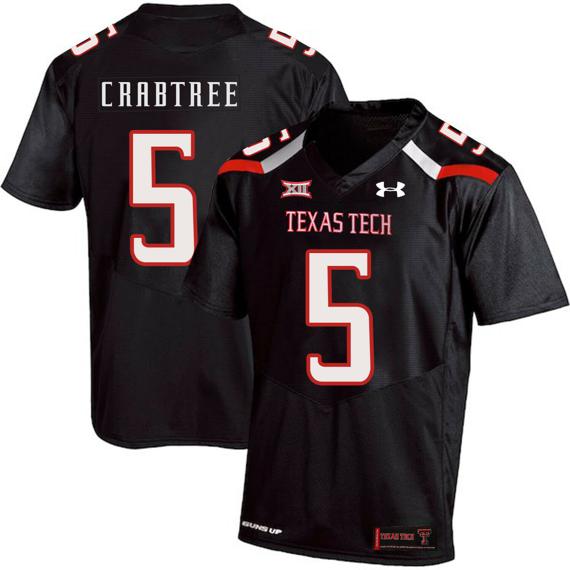 Men's Texas Tech Red Raiders #5 Michael Crabtree NCAA College Football Jersey Black
