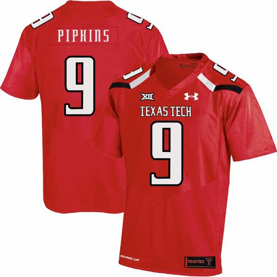 Men's Texas Tech Red Raiders #9 Ondre Pipkins NCAA College Football Jersey Red