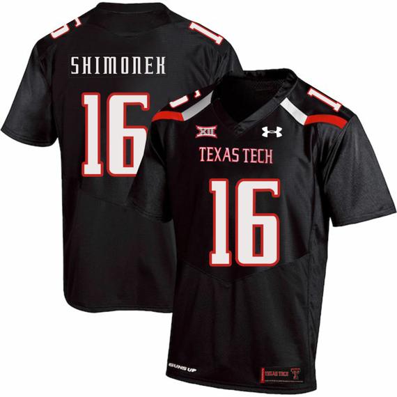 Men's Texas Tech Red Raiders #16 Nic Shimonek NCAA College Football Jersey Black
