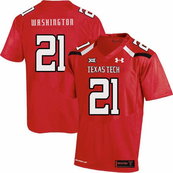 Men's Texas Tech Red Raiders #21 DeAndre Washington NCAA College Football Jersey Red