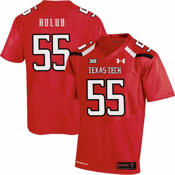 Men's Texas Tech Red Raiders #55 EJ Holub NCAA College Football Jersey Red