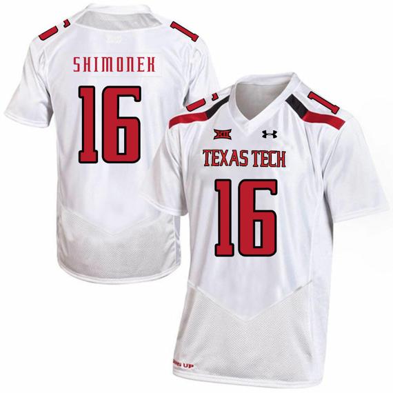 Men's Texas Tech Red Raiders #16 Nic Shimonek NCAA College Football Jersey White