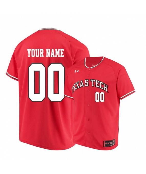Men's Under Armour Texas Tech Red Raiders Red Custom Baseball Jersey