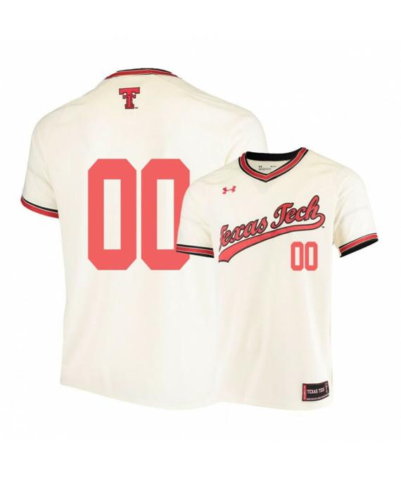 Men's Under Armour Texas Tech Red Raiders Cream Custom Baseball Jersey