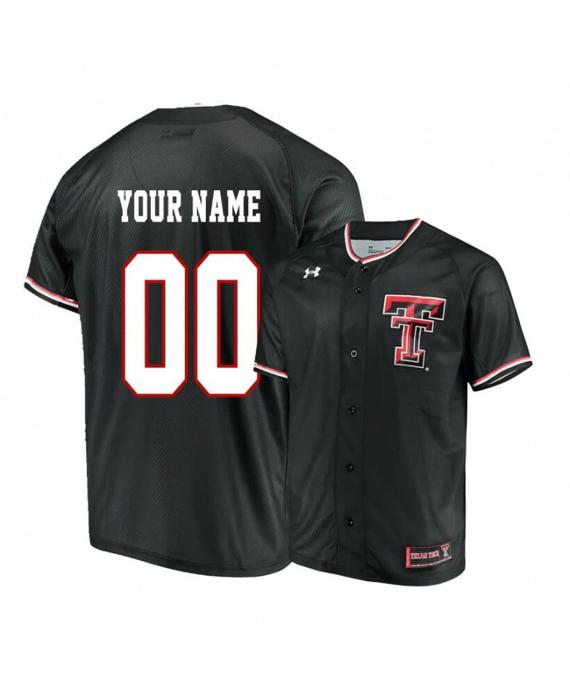Men's Under Armour Texas Tech Red Raiders Black Custom Baseball Jersey