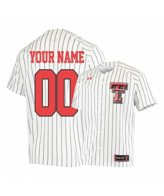 Men's Under Armour Texas Tech Red Raiders White Custom Baseball Jersey