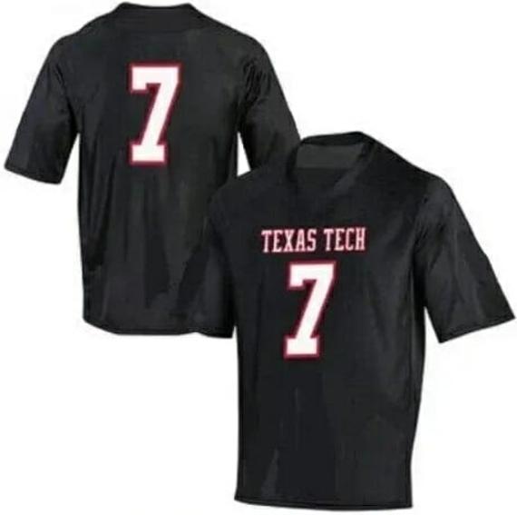 Men's Texas Tech Custom Football Jersey Red Raiders Jersey Black