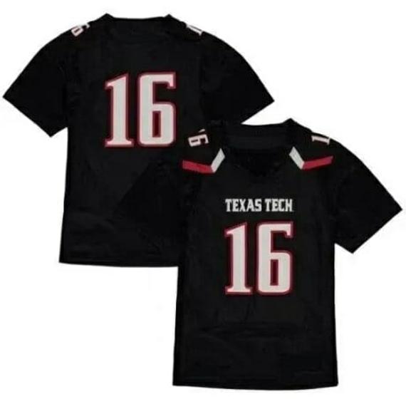 Men's Custom Texas Tech Jersey Red Raiders Football Black Jersey