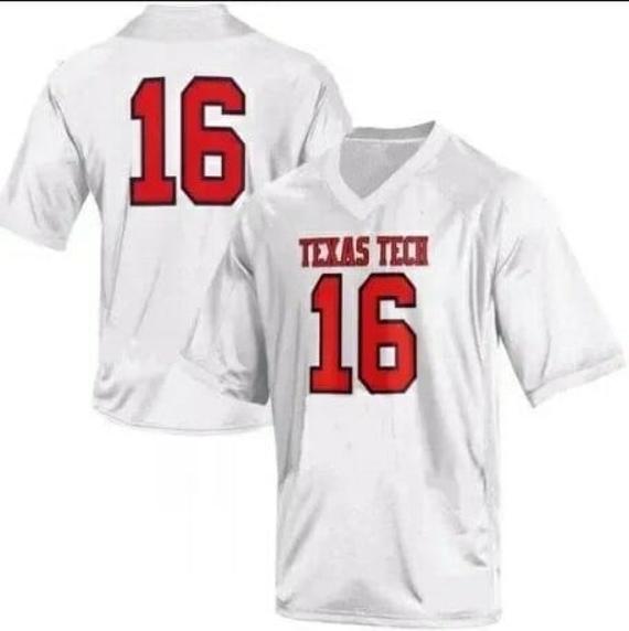 Men's Custom Texas Tech Football Jersey Red Raiders White Jersey