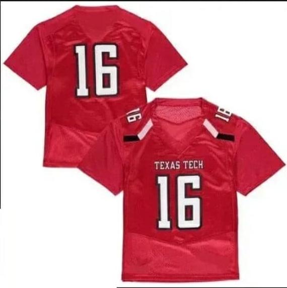 Men's Custom Texas Tech Jersey Red Raiders Football Red Jersey
