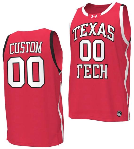 Men's Custom Texas Tech Red Raiders Jersey Name and Number Basketball uniform Red