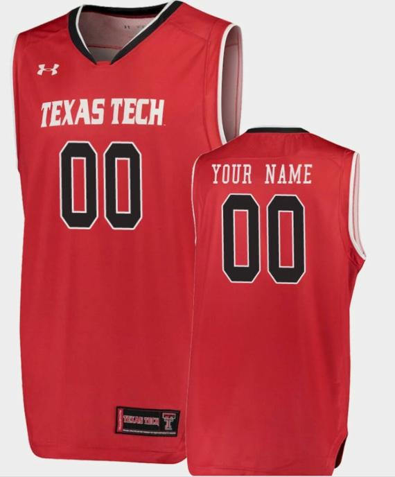 Men's Custom Texas Tech Red Raiders Jersey Name and Number College Basketball Red Replica