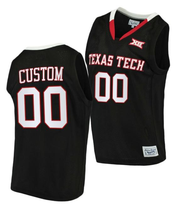 Men's Custom Texas Tech Red Raiders Jersey Name and Number College Basketball Alumni Black