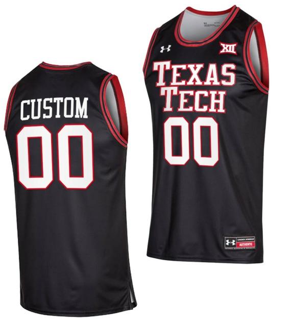 Men's Custom Texas Tech Red Raiders Jersey Name and Number College Basketball Black