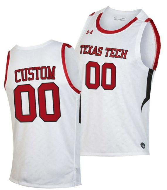 Men's Custom Texas Tech Red Raiders Jersey Name and Number College Basketball White
