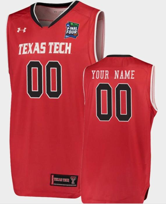 Men's Custom Texas Tech Red Raiders Jersey Name and Number College Basketball 2019 Final Four Red