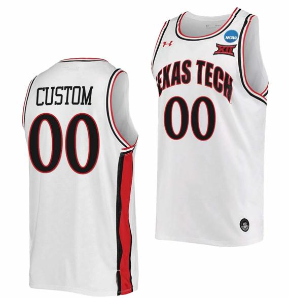 Men's Custom Texas Tech Red Raiders Jersey Name and Number College Basketball 2022 NCAA March Madness Retro