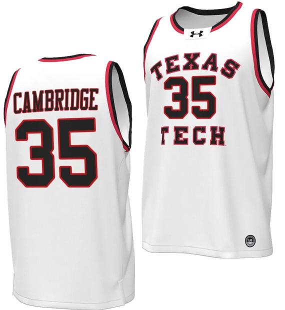 Men's Devan Cambridge Jersey #35 Texas Tech Red Raiders Throwback Basketball Replica White