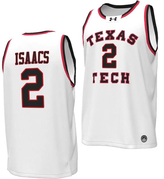 Men's Ricky Pop Isaacs Jersey #2 Texas Tech Red Raiders Throwback Basketball Replica White