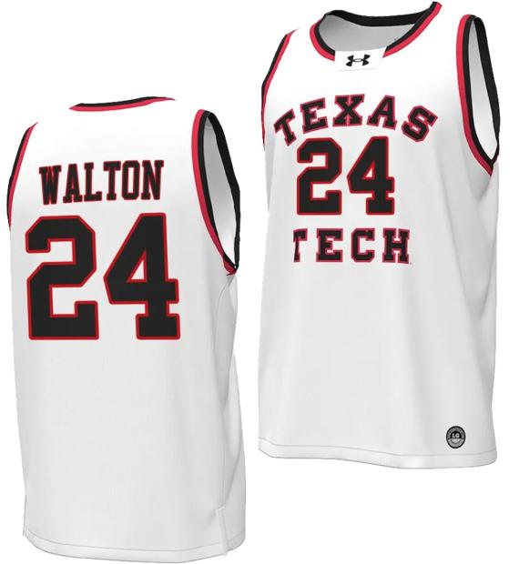 Men's Kerwin Walton Jersey #24 Texas Tech Red Raiders Throwback Basketball Replica White