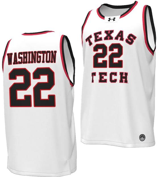 Men's Warren Washington Jersey #22 Texas Tech Red Raiders Throwback Basketball Replica White