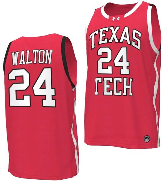 Men's Kerwin Walton Jersey #24 Texas Tech Red Raiders Basketball uniform Red