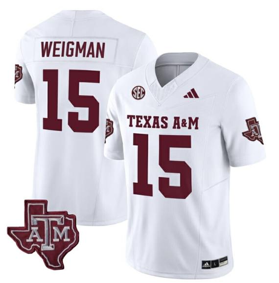 Men's Texas A&M Aggies Conner Weigman Jersey #15 Vapor Limited College Football White