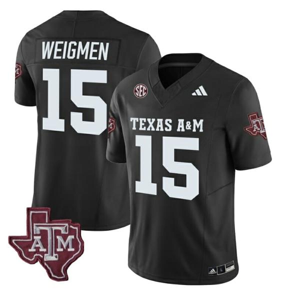 Men's Texas A&M Aggies Conner Weigman Jersey #15 Vapor Limited College Football Black