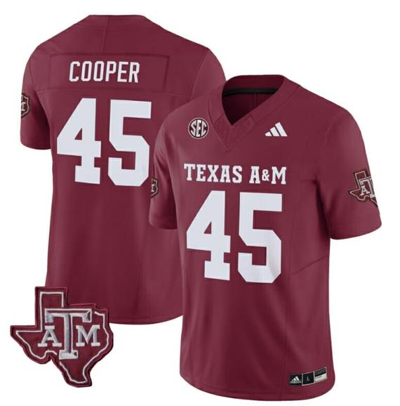 Men's Texas A&M Aggies Edgerrin Cooper Jersey #45 Vapor Limited College Football Maroon