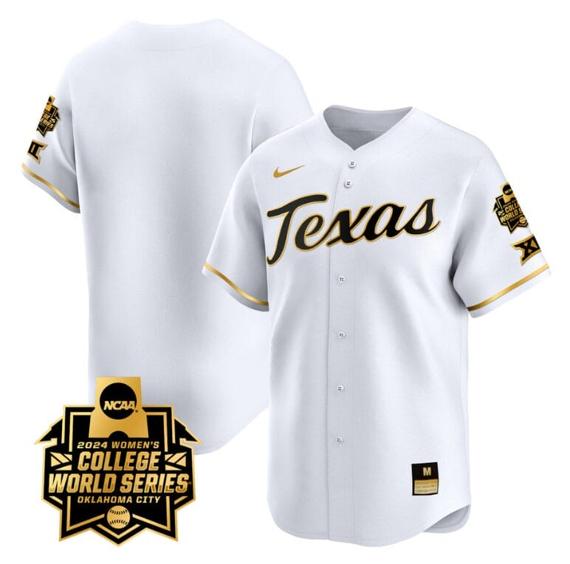 Men's Texas AM Aggies Team Jersey 2024 College World Series Patch Vapor Premier Limited NCAA Baseball Stitched White Gold