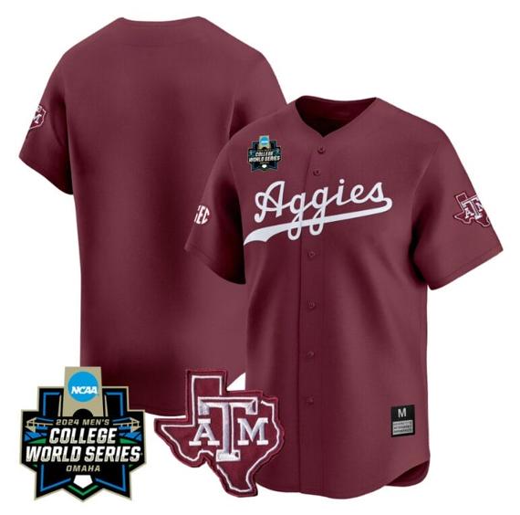 Men's Texas AM Aggies Team Jersey 2024 College World Series Vapor Premier Limited NCAA Baseball Stitched Maroon