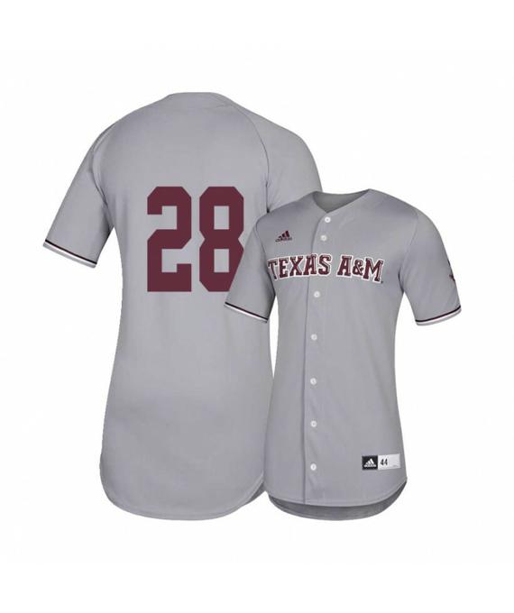 Men's Texas A and M Aggies 28 Trevor Werner Gray College Baseball Jersey