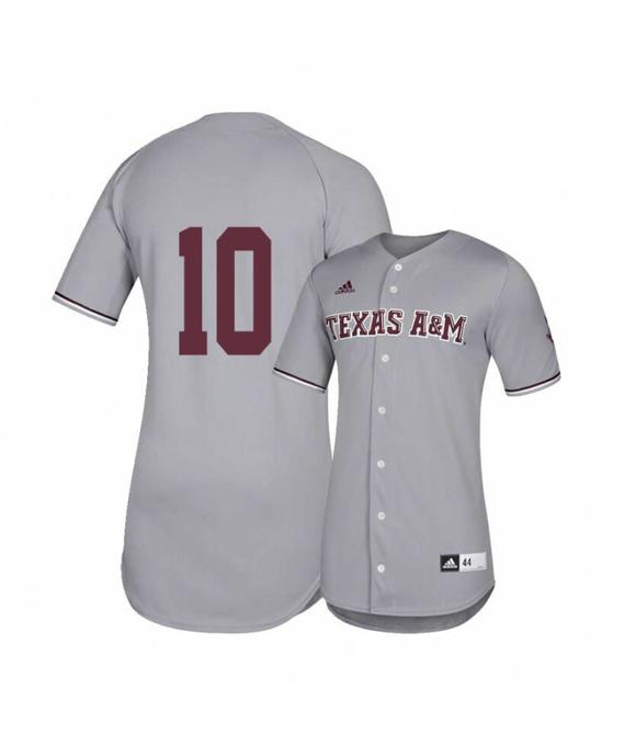 Men's Texas A and M Aggies 10 Hunter Coleman Gray College Baseball Jersey
