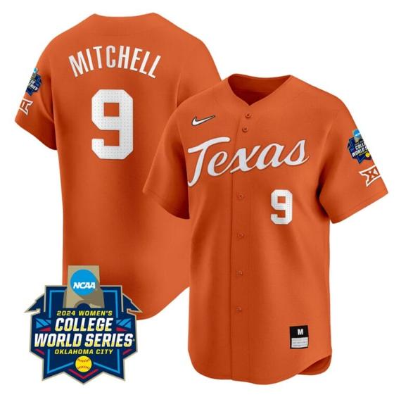 Men's Joley Mitchell Jersey #9 Texas AM Aggies 2024 College World Series Patch Vapor Premier Limited NCAA Baseball Stitched Orange