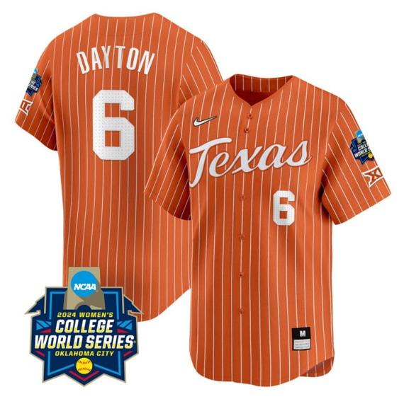 Men's Bella Dayton Jersey #6 Texas AM Aggies 2024 College World Series Patch Vapor Premier Limited NCAA Baseball Stitched Pinstripe Orange